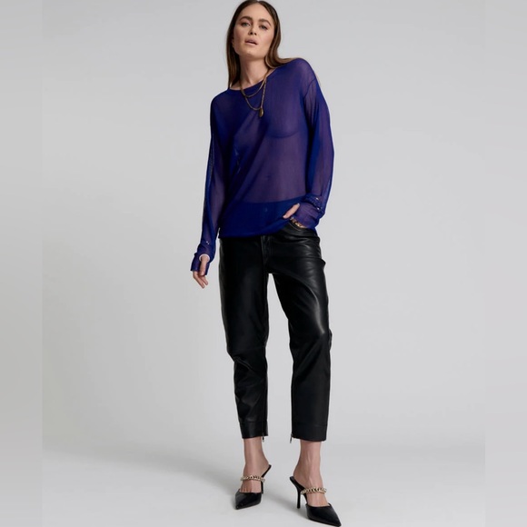 One Tea Spoon Brooklyn cropped Leather Boyfriend Pant - Picture 2 of 16